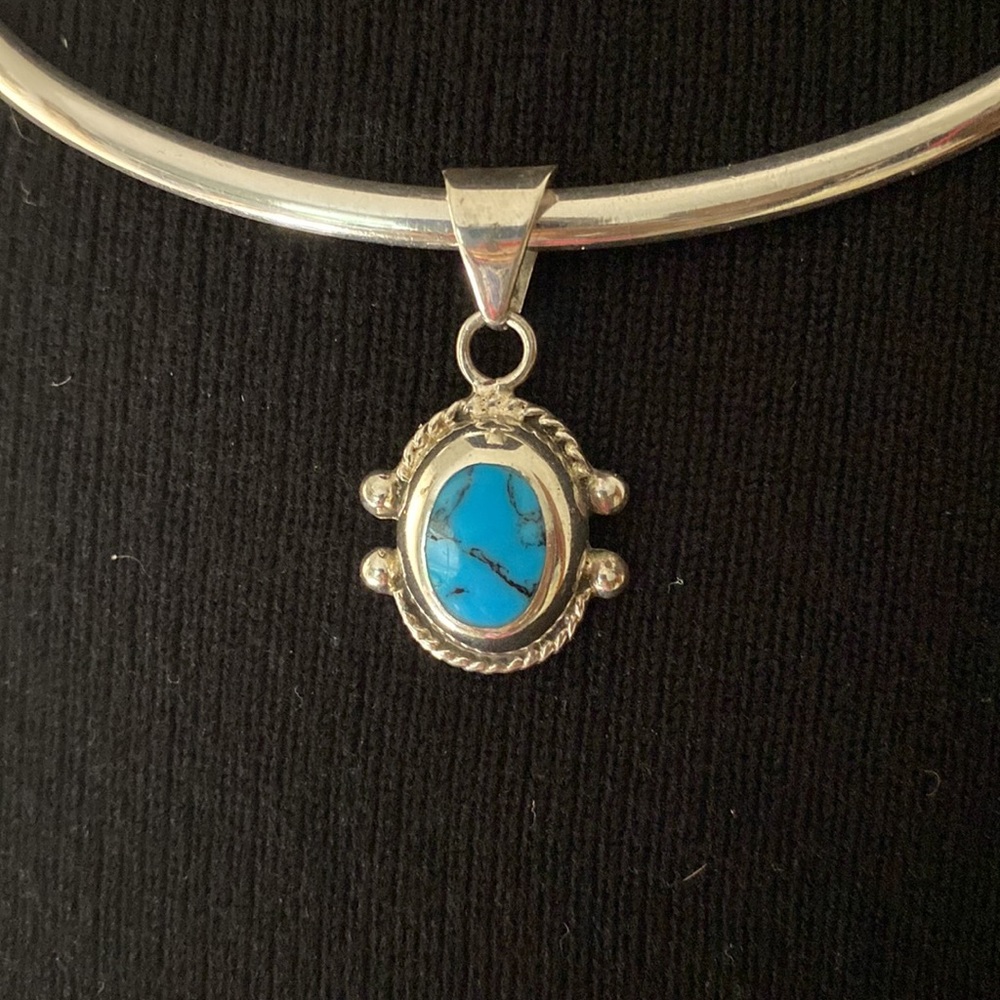 Sterling silver Turquoise pendant Vintage Y2K